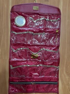 Nicole Miller Metallic Red Logo Makeup Pouch
